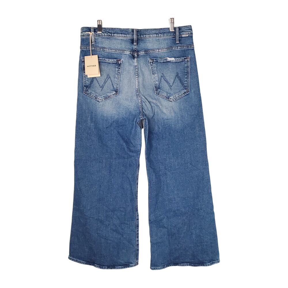 Mother The Hustler Roller Ankle Flared Jeans High On The Hog Blue Denim Size 34 - Picture 4 of 12